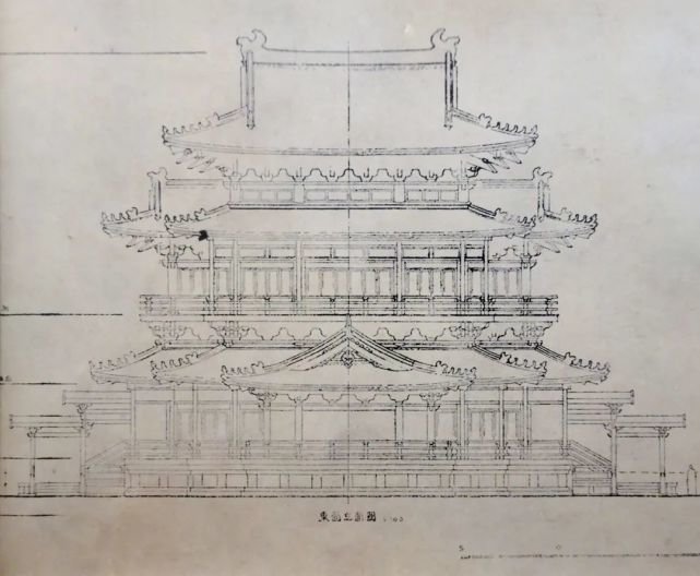 梁思成绘制的《重建滕王阁计划草图》