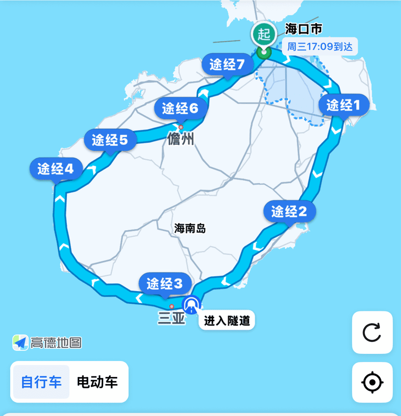 环海南骑行路线图